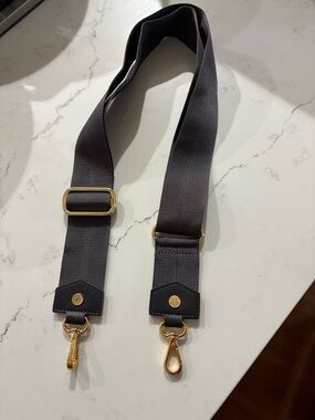 Mz Wallace Adjustable Grey Crossbody Bag Strap with Gold Hardware